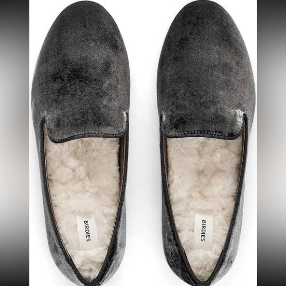 NEW IN BOX Birdies The Starling Faux Fur Velvet Flats